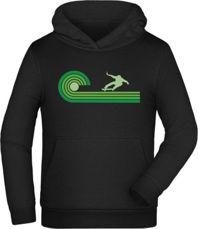 Kids Hoodie Skater Sweater - Retro Skater on Green Wave i545